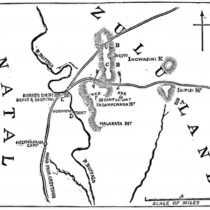 The Zulu war. Sketch of the positions of the forces engaged