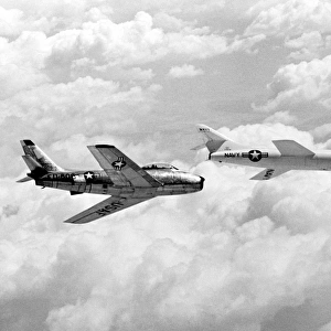 Skyrocket In Flight With F-86 Chase Plane