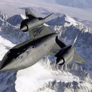 SR-71 Over Snow Capped Mountains