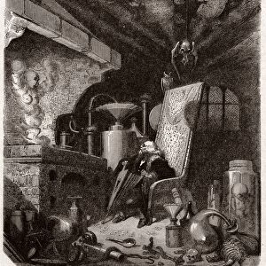 Alchemist at work, 19th century