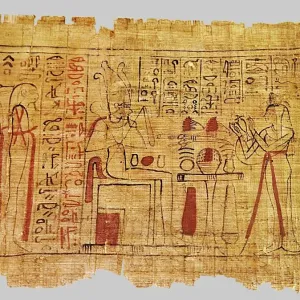 Print of a Book of the Dead detail from the tomb of an Amon musician Print of a Book of the Dead detail from the tomb of an Amon musician