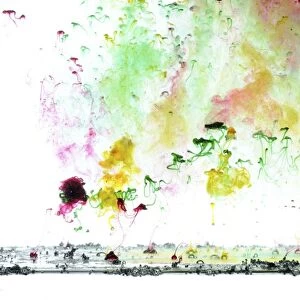 Coloured inks in water, high-speed image