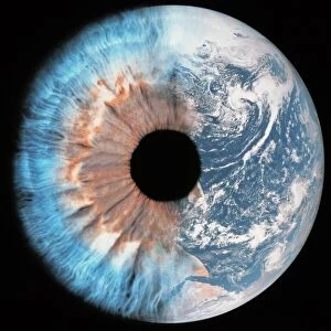 Composite image of the Earth and a human eye