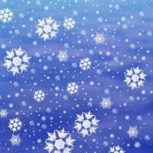 Computer-enhanced image of snowflakes falling