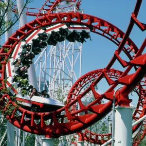 Corkscrew coil on a rollercoaster ride