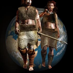 Cro-Magnon man and woman, artwork C017 / 7258