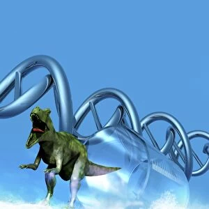 Dinosaur DNA clone, conceptual image