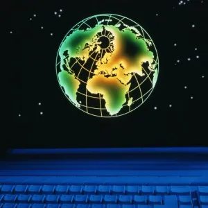 Earth over Keyboard Print: A Composite Image Earth over Keyboard Print: A Composite Image