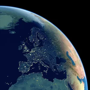 Europe at night, satellite image