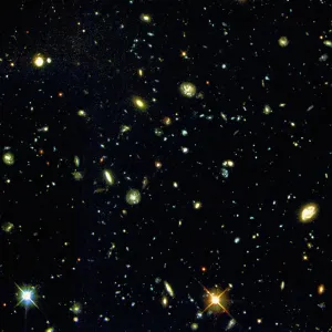 Hubble Space Telescope Print of Distant Galaxies in Tucana Constellation Hubble Space Telescope Print of Distant Galaxies in Tucana Constellation