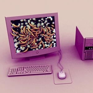 Internet worm, computer artwork