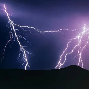 Lightning strikes at night, New Mexico, USA