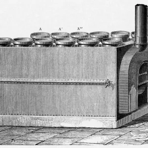 Industrial-scale bain marie for milk pasteurization, Print Industrial-scale bain marie for milk pasteurization, Print