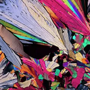 Polarised Light Micrograph Print of Testosterone Crystals