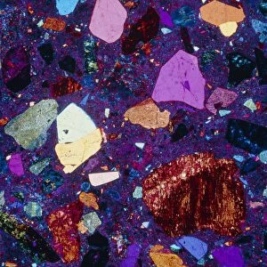 Polarised LM of a thin section of quartz porphyry