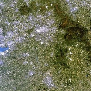 Satellite image of Liverpool and Manchester, UK