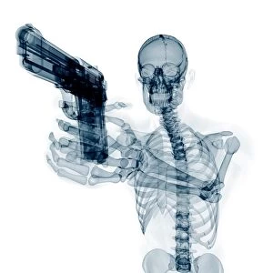 Skeleton with gun, artwork F008 / 2622