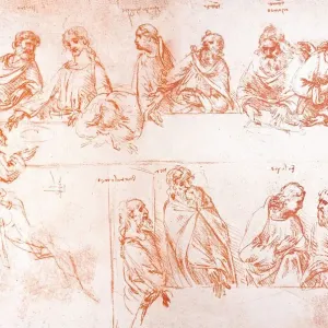 Leonardo da Vinci's Red Chalk Print of The Last Supper Sketch Leonardo da Vinci's Red Chalk Print of The Last Supper Sketch