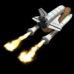 Space shuttle launch, computer artwork