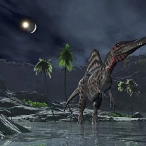 Spinosaurus witnessing a lunar impact
