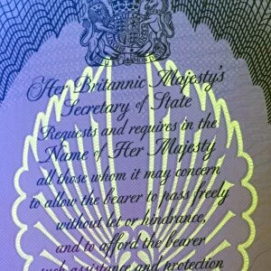 United Kingdom passport under UV light