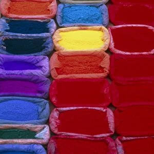 View of several bags of coloured dye powder