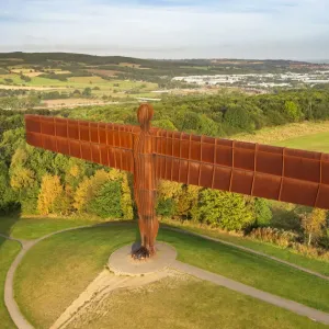 Aerial View of Antony Gormley's Angel of the North Print