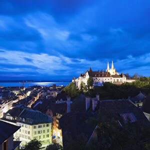 The 15th century chateau and cathedral, Neuchatel, Switzerland, Europe