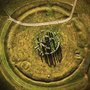 Aerial image of Stonehenge, prehistoric monument and stone circle, UNESCO World Heritage Site