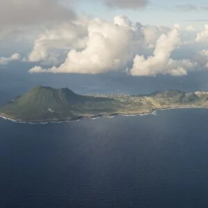 Aerial of St. Eustatius, Statia, Netherland Antilles, West Indies, Caribbean, Central