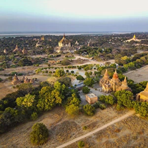 Aerial of the temples of Bagan (Pagan), Myanmar (Burma), Asia