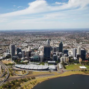 Aerial view of downtown Perth, Western Australia, Australia, Pacific