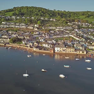 An aerial view of Shaldon, a popular village on the shore of the estuary of the River Teign, near Teignmouth, on the south coast of Devon, England, United Kingdom, Europe
