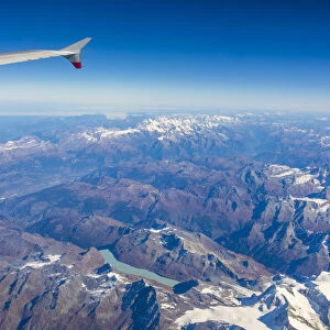 Airplane wing, Swiss Alps, Switzerland, Europe