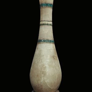 Alabaster vase inlaid with floral garlands, from the tomb of the pharaoh Tutankhamun