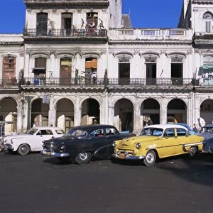 American 1950s cars used as taxis, Havana, Cuba, West Indies, Central America