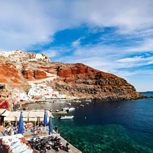 Amoudi Bay below the town of Oia on the Greek Island of Santorini (Thira), Cyclades