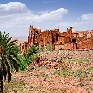 Ancient kasbah surrounded by palm trees, Ounila Valley, Atlas mountains, Ouarzazate province, Morocco, North Africa, Africa