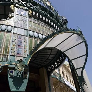 Art Nouveau stained glass in entrance porch of the Municipal House, Old Town