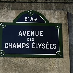 Avenue des Champs Elysees street sign, Paris, France, Europe