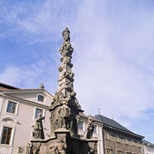 Baroque plague column dating from 1715, built as symbol of Roman Catholic domination by Austrian Hapsburgs, Kutna Hora, Stredocesko, Czech