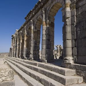 Basilica, Roman ruins, Volubilis, UNESCO World Heritage Site, Morocco, North Africa