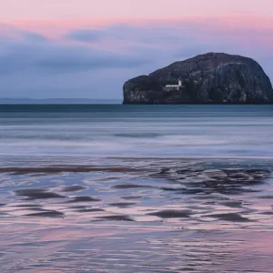 Bass Rock at sunset, Scotland, United Kingdom, Europe