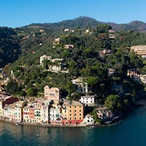 The bay of Portofino seen from Castello Brown, Genova (Genoa), Liguria, Italy, Europe