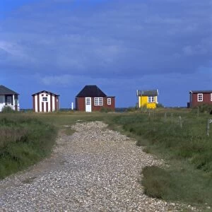 Beach huts, Aeroskobing, island of Aero, Denmark, Scandinavia, Europe