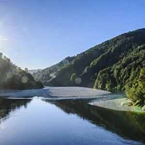 Beautiful Buller River in the Bulller Gorge, along the road from Westport to Reefton, South Island, New Zealand, Pacific