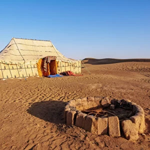 Berber Oasis Camp in Zagora Desert, sunrise, Draa-Tafilalet Region, Morocco, North Africa