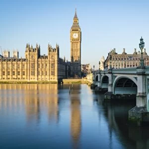 Big Ben, the Palace of Westminster, UNESCO World Heritage Site, and Westminster Bridge