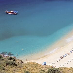 Boat and beach, Antalya, Anatolia, Turkey Minor, Eurasia