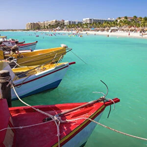 Boats at Fishermans Pier, Palm Beach, Aruba, Netherlands Antilles, Caribbean, Central